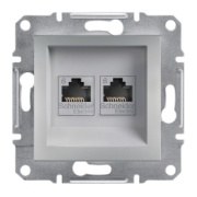 SCHNEIDER Asfora Aluminium RJ45 Double Output Telephone Plug 