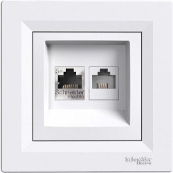 Schneider-Asfora Beyaz Cat5E Rj45 Data-Rj12 Telefon Prizi-EPH4900121 - Schneider Electric