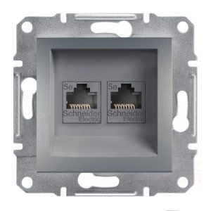 Schneider Asfora Çelik Rj45 2 Çıkışlı Telefon Prizi / Eph4400162 - 1