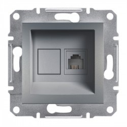 Schneider Asfora Çelik Tek Çıkışlı Telefon Prizi-Eph4100162 - Schneider Electric