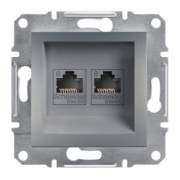 SCHNEIDER Asfora Steel RJ45 Double Output Telephone Plug - Schneider Electric