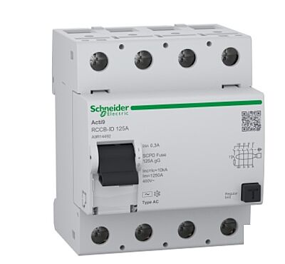 Schneider Electric A9R14492 Acti9 4P 125A 300mA AC Tipi Kaçak Akım Koruma Rölesi - 1