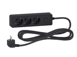 Schneider Electric I Anahtarlı I 3 Prizli - 3mt Kablolu Unica Grup Priz - Siyah - Schneider Electric