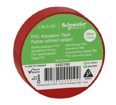Schneider PVC İzolasyon Bandı 20mt*19mm Kırmızı - 1