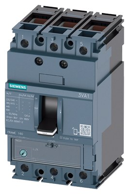 Sentron Series Compact Type Thermal Magnetic Power Switch 3va1136ka Thermally Adjustable, Constant Magnetic112 160a 3-Pole - 1