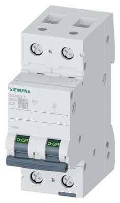 SIEMENS - 2A C Tipi 6 kA Anahtarlı 2 Fazlı Otomatik Sigorta - 5SL6202-7 - 1