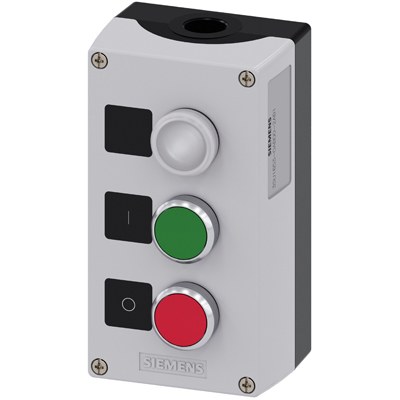 Siemens-Sirius Act 1 Yeşil. 1 Kırmızı Buton. 1 Sinyal Lambası. Metal Etanj Kutu Buton Seti-3SU1853-0AB00-2AB1 - 1