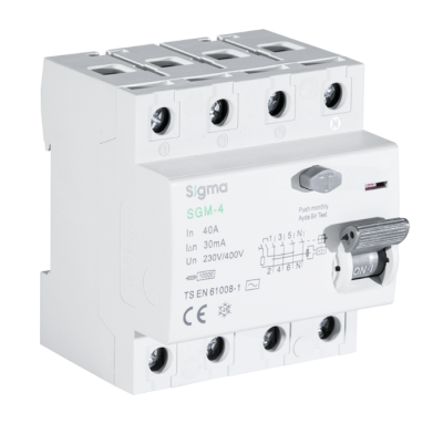 Sigma SGM4125030 Kaçak Akım Röleli Otomatik Sigorta 4P 125A 30mA C Tipi - 1