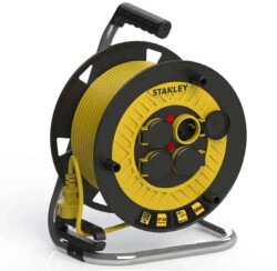 Stanley Profesyonel Kompakt Serisi ST-P-4025 IP44 4 Kapaklı Soketli 40 Metre Makaralı Kablo - SXECFL2RCVE - Stanley