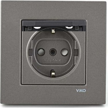 Viko Antrasit Kapaklı Topraklı Priz - 1