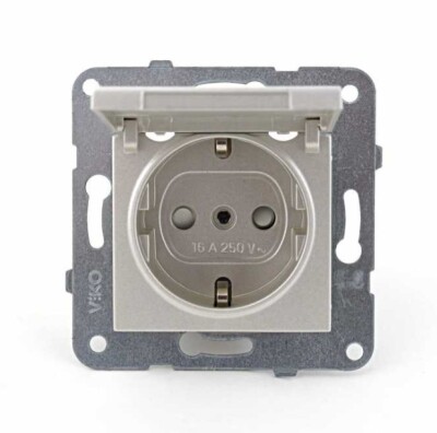 Viko Antrasit Kapaklı Topraklı Priz Çocuk Korumalı - 1