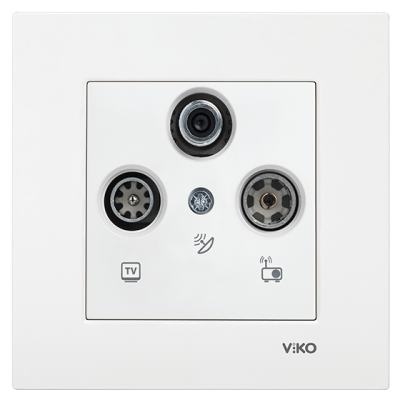 Viko-Karre-Meridian Beyaz TV-SAT-RAD 13 dB Geçişli Uydu Prizi-90967052 - 1