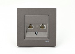 Viko Novella Anthracite Cat3 Phone Double Socket - 1