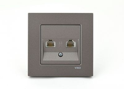 Viko Novella Anthracite Cat3 Phone Double Socket - 1