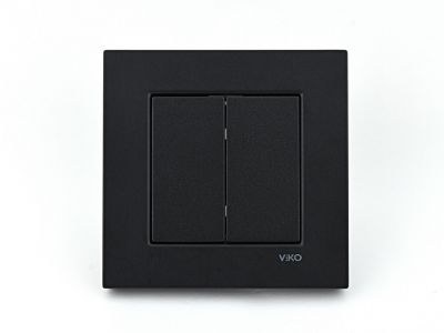 Viko/Novella Black Switch Double Button - 1