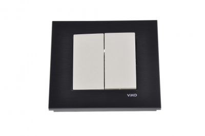 Viko/Novella Glass Black Switch Double Button - 1