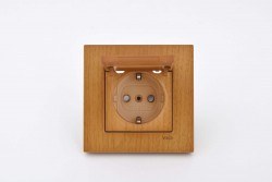 Viko-Novella Kayın Kapaklı Topraklı Çocuk Korumalı Priz-92615212 - Viko