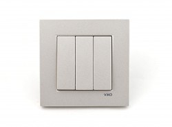 Viko-Novella Metalik Beyaz 3-lü Anahtar-92605668 - 1