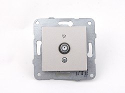 Viko-Novella Metalik Beyaz Uydu Prizi F Konnektörlü Geçişli 10dB-92605638 - Viko