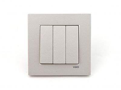 Viko-Novella Metallic White Switch with Three Button - 1