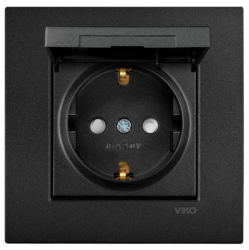 Viko-Novella Siyah Kapaklı Topraklı Priz-92605512 - Viko