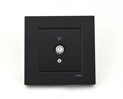 Viko-Novella Siyah Uydu Prizi F Konnektörlü Geçişli 10dB-92605538 - 1