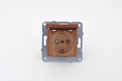 Viko/Novella Walnut Plug with Covered, Earthed, Child-Safe - 2